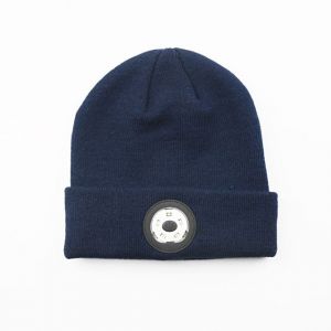 Bluetooth Beanie Hat Avec La Lumière-Bleu Marine, Unisexe Rechargeable Par Usb Led Projecteur De La Pac Avec Des Écouteurs, Des Haut-Parleurs & Mic Hiver Tricoté Nuit Éclairée - Neuf