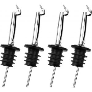 Lot De 4 Bouchons Verseurs En Métal Et Plastique Avec Clapet Pour Bouteille De Vin,De Schnaps,D¿Huile D'olive,De Liqueur De Café,De Vinaigre - Neuf