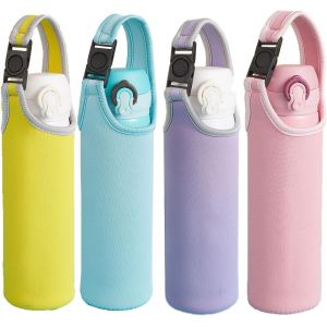 4 Pi&egrave;ce Housse Gourde Isotherme, Manchon De Bouteille En N&eacute;opr&egrave;ne, Housse Gourde Isotherme Neoprene Antid&eacute;rapant, Pour La Protection Des Bouteilles D'eau &Agrave; L'&eacute;cole, Travail, Gymnase, Voyage - Neuf