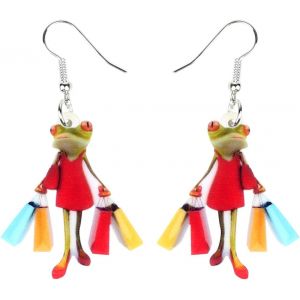 Kal-Acrylique Dessin Animé Grenouille Skateboard Boucles D'oreilles Pendentif Grand Long Bijoux Animaux De Mode Pour Femmes Filles Ados Charms - Neuf