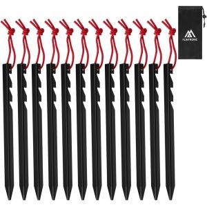 Yemaesre-Lot De 12 Piquets De Tente, 18 Cm Sardines De Fixation Sol En Alliage D'aluminium, Piquets Ancrage Avec Crochets En J, Portable, Avec Crochets, Pour Jardin, Camping, Pêche Et Tentes - Neuf