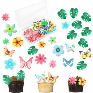 148 Pi&egrave;ces D&eacute;coration De G&acirc;teau Feuille De Tortue Cupcake Toppers Fleurs Comestibles Fleurs De G&acirc;teau En Papier Pour G&acirc;teaux D'anniversaire,De Mariage,De F&ecirc;te - Neuf