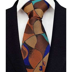 Cravate De Luxe Pour Hommes,8cm,Couleur Marron Orange,Rayures À Pois,Pour Marié,Tissée En Jacquard,Pour Fête D'affaires Et De Mariage--06 - Neuf