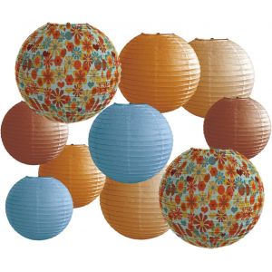 KALANKA-Methedeeco Lanterne Papier 10 pièces à Suspendre pour fête de Mariage, Anniversaire, fête prénuptiale, décorations de Mariage rustiques Vertes et Marron - Neuf