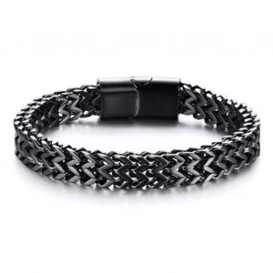 Bracelet Pour Homme 21 Cm Noir Style Punk Avec Fermoir Magnetique En Alliage Decoratif - Neuf