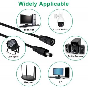 TIANYI-Cable DC 5521 Prise DC Male Femelle 12V 24V 18AWG Câble D'extension Prise DC 5,5mm x 2,1mm pour Bande Lumineuse LED, Caméra CCTV, DVR (Noir, 0.3 m) - Neuf