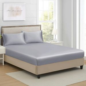 Drap Housse 140x190cm Gris Satin Bonnet 30 Cm Microfibre Motif Parure Drap De Lit Soie Drap-Housse 140 X 190cm Uni Lisse Respirant Pour Matelas &Eacute;pais - Neuf