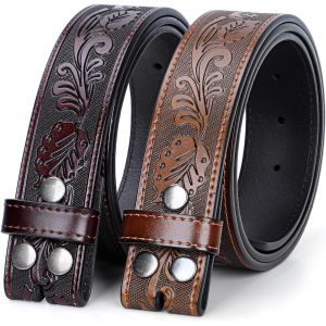 Cauc-Lot De 2 Ceintures Occidentales Pour Homme Sans Boucle, Ceinture De Cowboy Pour Boucle En Cuir Occidental Pour Jeans - Neuf