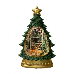 Boîte à musique décorative pour sapin de Noël, décoration de Noël, cadeau d'anniversaire décoratif, jouet artisanal avec boîte à musique lumineuse pour les magasins de vacances-Rose - Neuf