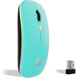 KALANKA-Souris sans Fil Rechargeable, Souris rétroéclairée de 7 Couleurs avec Mini récepteur USB de 2,4 GHz, Souris Gaming, Compatible avec Ordinateur Portable, PC, Ordinateur, Chromebook, Notebook - Neuf