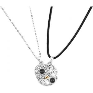 Kal-2 Pièces Collier D'amitié, Colliers Magnétiques Correspondants Pour Couples Cadeau De Bijoux Pour Anniversaire Femme Homme (Soleil & Lune) - Neuf