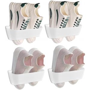 CAUC-Lot de 4 étagères à Chaussures murales pour Camping-Car, Montage Mural et autoportant, pour Maison, Camping-Car, Moderne, Mince, avec Colle et vis (White) - Neuf