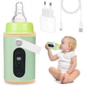 Portable Bottle Warmer For Baby On The Go Usb Charging 6 Temperature Adjustable 38-55&iquest; With Temperature Display,Green - Neuf