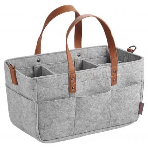 Panier A Couches Pour Bebe, Organiseur Portable Pliable En Feutre Gris Pour Couches Et Lingettes, Table A Langer - Neuf