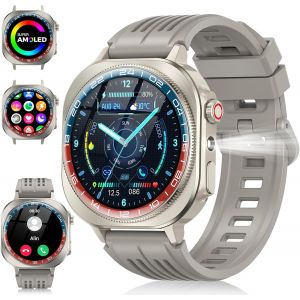 Montre Connectée Homme Femme 660Mah, 1.43"" Écran Amoled Hd Smartwatch Avec Appel Bluetooth/Led Lampe, 24/7 Sommeil/Cardio/Spo2/Podomètre 130+ Modes Sportifs, Ip68 Étanche Montre Sport Pour Android Io - Neuf
