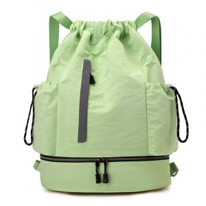 Sacs De Sport &Agrave; Cordon, Grande Capacit&eacute; Sac &Agrave; Dos De Sport Imperm&eacute;able Avec Bandouli&egrave;re R&eacute;glables, Gym Sack En Nylon Avec Pour Homme Femme Unisexe, Sac De Gym Pour L'&eacute;cole Voyage Camping - Vert - Neuf