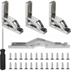 Charniere Porte Placard Charni&egrave;res Pliant 90/180 Degr&eacute; 4 Pi&egrave;ces Charniere Meuble Cuisine Invisible avec Tournevis et 24 Vis Plein Recouvrante Charniere pour d&iquest;Armoire de Porte Placard - Neuf