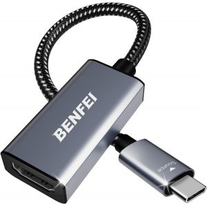 KALANKA-Adaptateur USB C vers HDMI 4K@60Hz, 2K@144Hz Adaptateur Thunderbolt 3/4 vers HDMI Compatible avec iPhone 16 15 Plus Pro Max, MacBook Pro,Samsung Galaxy S24[Coque en Aluminium et c&acirc;ble en Nylo - Neuf