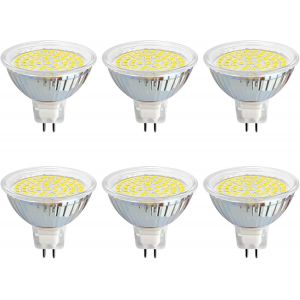 Kal-Ampoule Gu5.3 Led 12v 5w Blanc Froid 6000k, Ø50mm, 120 Degrés, Équivalent Gu5.3 35w 50w, 500lm, Ac/Dc 12v, Spot Led Mr16 Gu5.3 Pour Cuisine/Salle De Bain/Armoire, Non-Dimmable, Lot De 6 - Neuf