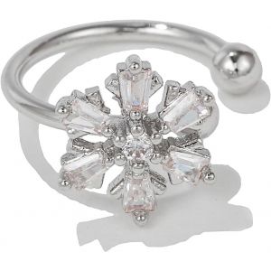 Kal-Mignon Boucle D'oreille De Manchette De Flocon De Neige Pour Femmes Filles Zircone Cubique Fleur Congelée D'hiver Clip Non Pénétrant Pour Cartilage Sur Boucles D'oreilles Huggie Hoop Faux Cadeaux - Neuf