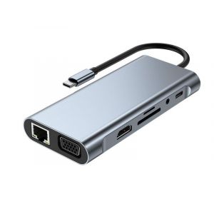 Station d'accueil 11 en 1 avec adaptateur hub USB-C et plusieurs ports pour ordinateurs portables et autres appareils - Neuf