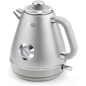 Bouilloire Electrique, Bouilloire Vintage Avec Thermom&egrave;tre, Acier Inoxydable Et Sans Bpa, Sans Fil Et Avec Arr&ecirc;t Automatique, 1,7 L, 2200 W, Gris Espace - Neuf