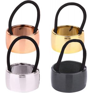 4 Pi&egrave;ces Manchette De Cheveux, Titulaires De Queue De Cheval &Eacute;lastiques &Agrave; Cheveux En M&eacute;tal Bande De Cheveux &Eacute;lastique Barrette Modes Ponytail Holder Cheveux Accessoires Pour Femme Filles - Neuf