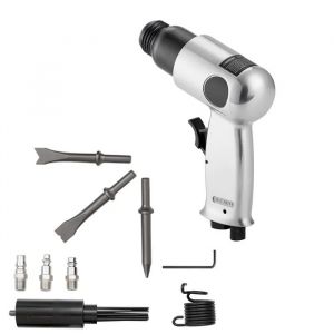 Marteau Pneumatique Compact-Duoku-4500 bpm-avec D&eacute;tartreur &agrave; Aiguille-Course de 4 cm-4 Burins de 12 cm-Id&eacute;al pour Couper le M&eacute;tal - Neuf