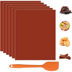 Ayuhr-Plateaux Déshydrateurs En Silicone: Feuilles De Déshydrateur Antiadhésives Tapis À Gâteau En Rouleau Réutilisable Avec Grattoir Pour Fruits, Pâtisserie, 6 Pièces - Neuf