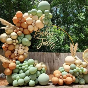 KALANKA-Kit Arche Ballon Vert - 137Pcs Safari Jungle Ballon avec des Brun Blanc Ballons, Kit Guirlande Ballon Neutre pour Anniversaire Garcon, Baby Shower, Mariage Decoration Jungle Safari Party Supp - Neuf