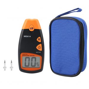 Humidimetre numerique pour bois avec ecran LCD MD814, testeur d'humidite, detecteur de mesure + 2 broches de remplacement - Neuf