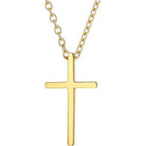 Collier Croix Personnalisé Pour Homme, Or/Noir/Acier Inoxydable ¿ Pendentif Croix Avec Chaîne Réglable ¿ Bijou Croix De Religion Chrétienne Catholique Pour Hommes, Femmes Et Adolescents - Neuf