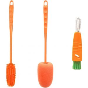 Lot De 3 Brosses À Biberon,Nettoyant Pour Bouteilles,De Nettoyage,À Biberon,De Nettoyage Pour Bébé - Neuf