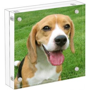 Cadre Photo En Acrylique De 10 X 10 Cm - Aimant Horizontal Double Face Avec Chiffon En Microfibre - Épaisseur De 10 + 10 Mm Claire - Neuf