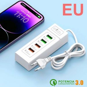 Chargeur Usb 4 Ports,Multiprise Pd Type C,Charge Rapide,Chargeur Mural Pour Iphone Samsung Xiaomi,Prise Eu/Us/Uk,Adaptateur D'alimentation Pour Téléphone--4usb White Eu - Neuf