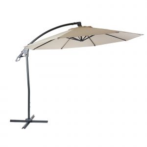 Parasol D&eacute;port&eacute; Rond &Oslash; 3 M Aluminium / Acier Et Polyester Cr&egrave;me-Blanc Sans Pied 04_0007914 - Neuf