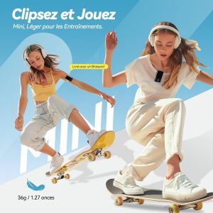 64Go Lecteur Mp3 Bluetooth 5.3 Avec Clip, 1,8 Pouces Lecteur Musique Sport Hifi Avec Reconnexion Bluetooth, Bouton Volume, Radio Fm/Podom&egrave;tre, Ultra-L&eacute;ger 36G, Mini Baladeur Pour Courir - Blanc - Neuf