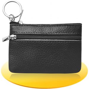 Mini Porte-Monnaie En Cuir V&eacute;ritable,Petit Portefeuille Femme,Porte-Monnaie Femme Petite Taille,Porte-Monnaie &Agrave; Fermeture &Eacute;clair,Porte-Monnaie Femmes Petite Taille- Noir - Neuf