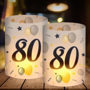 Lot De 12photophores D&eacute;coratifs Pour 80ans D&eacute;coration De Table D'anniversaire Pour Femme Et Homme, 80ans, Cadeau Pour 80ans, Convient Pour Bougies Chauffe-Plat Ou Autres Bougies - Neuf