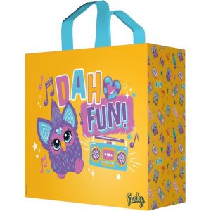 KAL-Furby Sac Cabas - Taille M 40 X 45 X 20 Cm - Matière Recyclée - Motif Dah Fun! - Jaune - Neuf