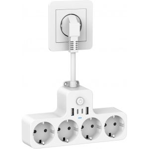 EegletPrises voleur multiprise plate 4 000 W,prise multiple,3 USB,1 type C et interrupteur,chargeur USB pour bureau,cuisine et chambre - Neuf