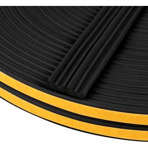 joint de porte profil en E,Autocollante Joint d'Étanchéité Porte,Joint Fenetre Isolation avec Forte Adhérence,Isoler du Bruit,Anti-collision et Anti-intempéries,(Noir 2 * 10M) - Neuf