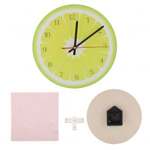 HJLIAN Horloge murale numerique silencieuse de 11 pouces, motif fruits de dessin anime, pour decoration de chambre d'enfant (citron vert) - Neuf