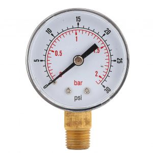 Manomètre 50mm 1/4 BSPT Filetage en laiton pour air carburant huile gaz eau (0-30PSI 0-2Bar) - Neuf