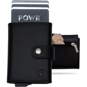 KALANKA-Portefeuille en métal pour Homme avec Compartiment pour pièces de Monnaie, Porte-Cartes RFID en Cuir végétalien Noir pour Homme. Portefeuille Minimaliste pour Homme. Portefeuille Pop-up Fin e - Neuf