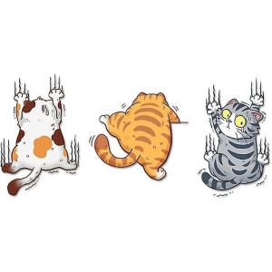 Scratch Cat Vinyle Voiture Autocollant,Trois Chats Grattage Couverture Drôle Pare-Chocs Autocollant Pour Auto,Camion,Motocyclette - Neuf