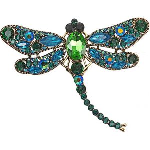 Kjdal-Broche Dragonfly Broche Avec Breloque En Cristal Imité Broche En Alliage Insecte Volant - Neuf
