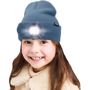 Enfants Led Casquette De Bonnet &Eacute;clair&eacute;e,Lampe Frontale Rechargeable Par Usb Chapeaux De Nuit En Tricot D'hiver Plus Chauds Lumi&egrave;re Cadeaux No&euml;l Pour Gar&ccedil;ons Filles.[F89] - Neuf