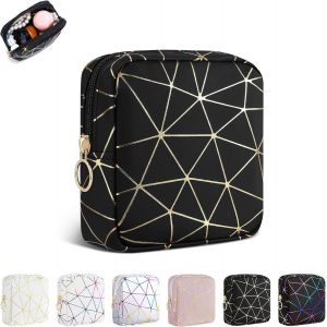 Pochette Maquillage Femme Petit Trousse Maquillage En Cuir Synthétique Sac De Voyage Rangement À Cosmétiques Mini Trousse De Toilette Fille Organiseur Vanity Femme Cadeau Anniverssaire Amie,Noir - Neuf