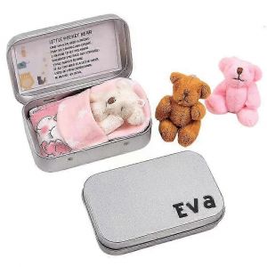 Ours de poche dans une bo&icirc;te en &eacute;tain, Jouets en peluche Pocket Hug, poup&eacute;e ours Animad en peluche, petit ours brun, cadeaux de bonne chance, ornements positifs cadeau pour les enfants ami 3 - Neuf